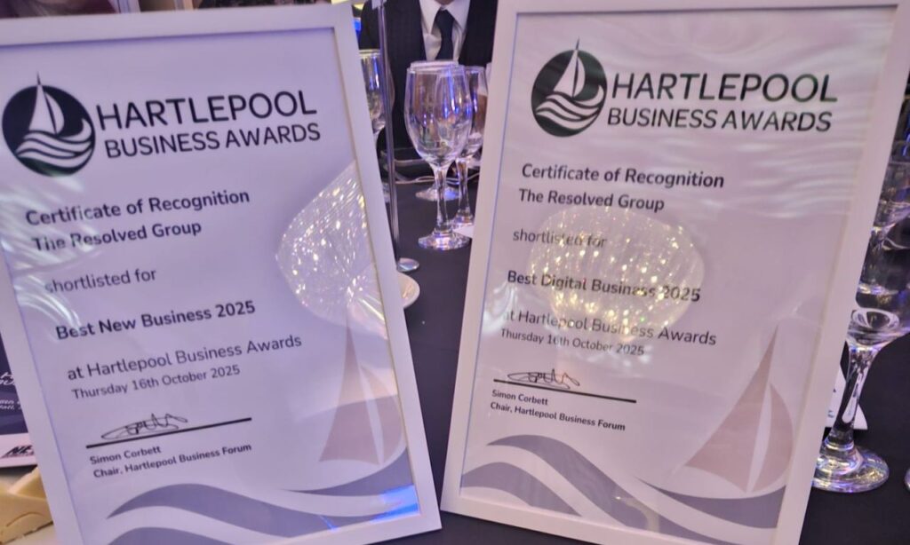 Shortlisted for Best New Business and Best Digital Business at the Hartlepool Business Awards 2025